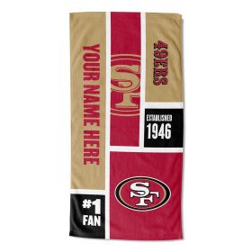 [Personalization Only] OFFICIAL NFL Colorblock Personalized Beach Towel - 49ERS