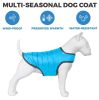 Blue Dog Winter Coat for Large Dogs Waterproof Dog Warm Jacket for Cold Weather with Velcro L Size