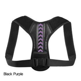 Adjustable Back Shoulder Posture Corrector Belt For Clavicle Spine Support Body Reshape Pain Relief From Neck; Back And Shoulder ( Buy A Size Up ) (Color: Black Purple)