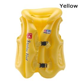 1pc Inflatable Floating Life Vest; Life Jacket For Swimming Pool Beach Kids Children (Color: Yellow)