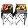 2 Pieces Folding Camping Tables with Large Capacity Storage Sink for Picnic