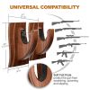 Gun Rack Wall Mount Hold Up Displays Horizontal Gun Rack and Shotgun Hooks Store Rifle Shotgun Bow Real Hardwood Hanger Brown